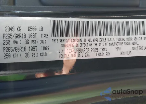 2015 Jeep Grand Cherokee Limited from USA, damaged, VIN 1C4RJFBG4FC212389